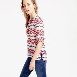 J.CREW Mixed Berry Silk-Blend Pop-Over Top Size 0